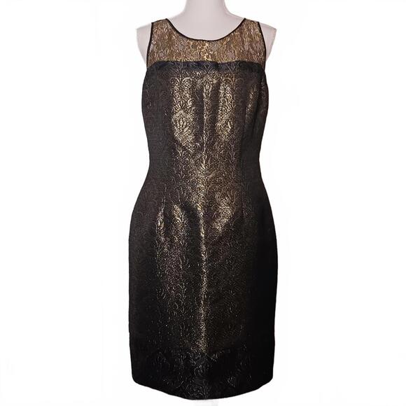 Carmen Marc Valvo Dresses & Skirts - NEW Carmen Marc Valvo Black & Gold Sheath‎ Dress, Size 10